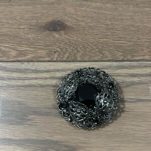 Vintage Brooch. Silver tone metal and black crystal stones. Beautiful quality.